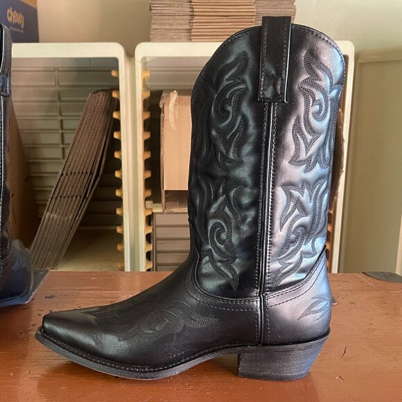 LAREDO Mens Size 9 EW Snip Toe Black Hawk Leather Western Rodeo Dress Boots 6860 - Picture 8 of 12